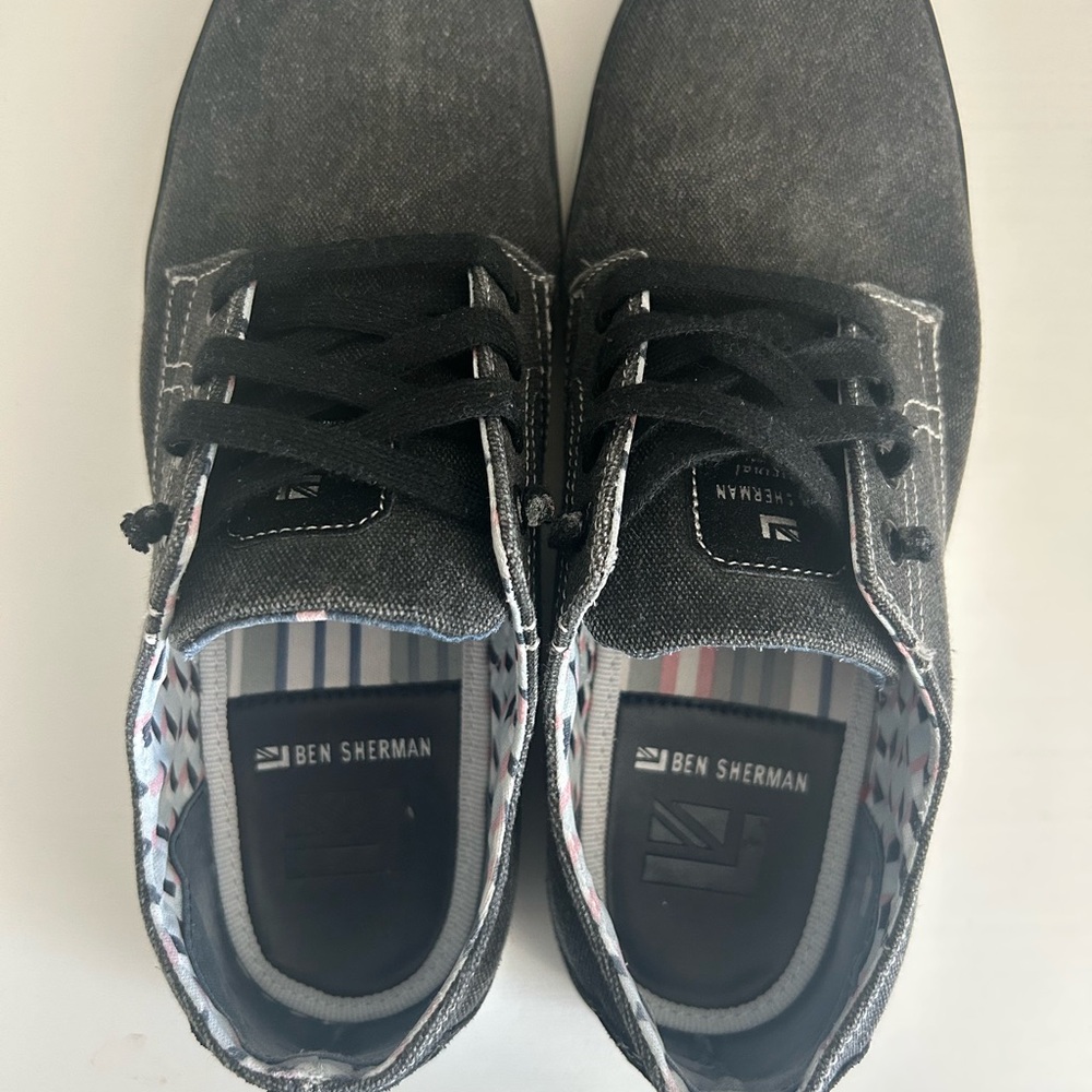 Ben Sherman Mens Grey Canvas Oxfords, Slip On